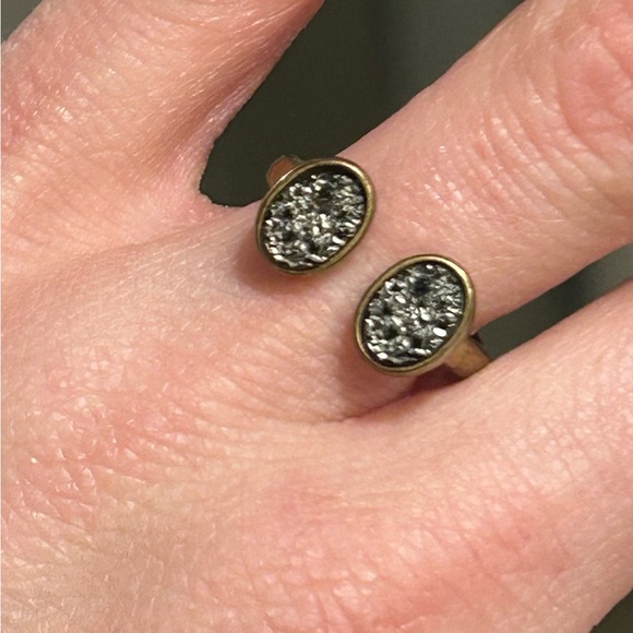 Stella & Dot Gold and Silver Druzy Ring - Picture 1 of 6